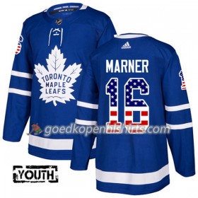 Toronto Maple Leafs Mitchell Marner 16 Adidas 2017-2018 Blauw USA Flag Fashion Authentic Shirt - Kinderen